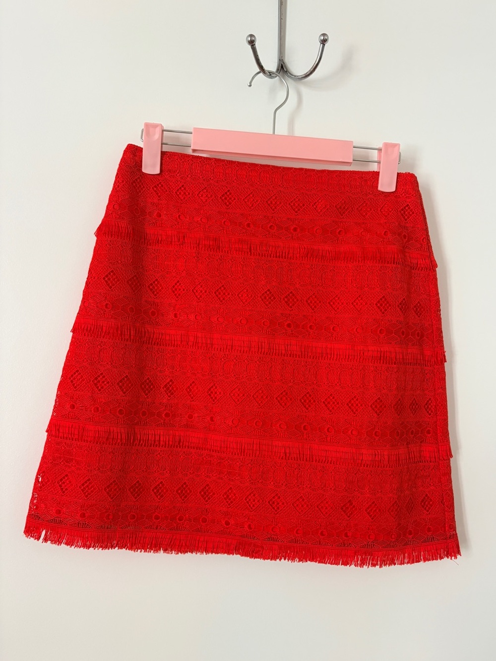 J. Crew Red Lace Mini Skirt